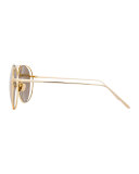 Open-Inset Aviator Sunglasses, Gold
