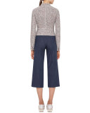 Denim Side-Zip Culotte Pants, Blue Denim