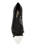 Shana Woven Cap-Toe Ballerina Flat, Black/Chalk