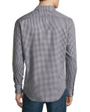 Sputnik 3D-Check Jacquard Sport Shirt, Black