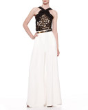 Silk Wide-Leg Pants, Ivory