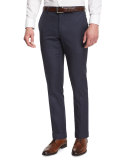 Modern-Fit Flat-Front Trousers, Bright Steel Blue
