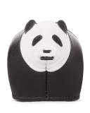 Leather Panda Key Chain, Black/White