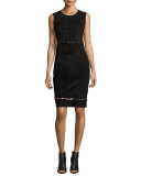 Marta Sleeveless Suede Dress, Black
