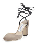 Lucia Suede 85mm Ankle-Wrap Sandal