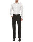 Flat-Front Wool Trousers, Black