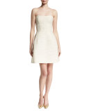 Strapless Boucle Fit-&-Flare Dress, Nude