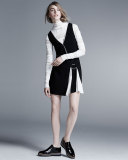 Vega Sleeveless Two-Tone Dress, Black/ Ivory