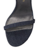 Nudistsong Denim Ankle-Wrap Sandal, Navy