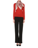 Blouson-Back Cashmere Sweater, Red