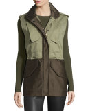 Kinsley Cotton Colorblock Vest, Army Green