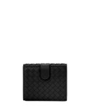 Intrecciato Mini Flap Wallet, Black
