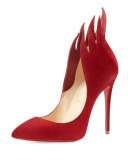 Victorina Flame 100mm Red Sole Pump, Carmin Red