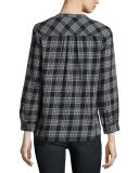 Hesta Plaid Cotton Shirt, Black Pattern