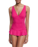 Origami V-Neck Swimdress, Rose