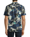 Evertons Graffiti Camouflage Short-Sleeve Sport Shirt, Navy