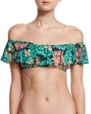 Farmhouse Floral Off-the-Shoulder Swim Top