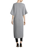 Felicie Long Tie-Front Cashmere Sweater, Marble
