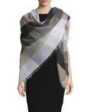 Siriana Check Wool-Blend Scarf, Lavender
