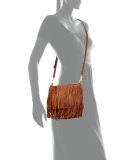 Finn Leather Fringe Crossbody Bag, Almond