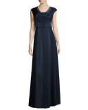 Cap-Sleeve A-line Gown 