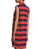 Capistan Rugby-Striped Shirtdress, Red/Navy