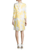 3/4-Sleeve Jacquard Jacket with Sheath Dress