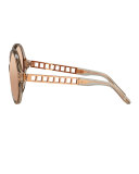 Round Acetate & Metal Sunglasses, Rose Gold