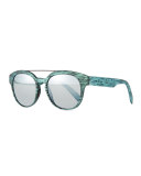 I-Plastik Brushed Brow-Bar Sunglasses, Green