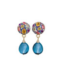 Carnivale Denim Blue Topaz Earrings with Diamonds