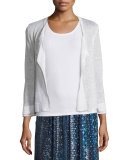 Double-Trim Cardigan, Paper White  