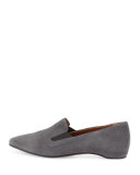 Marianne Square-Toe Suede Flat, Anthracite