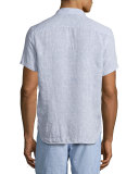 Meden Tailored-Fit Short-Sleeve Linen Shirt, Navy