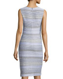 Raya Knit Scoop-Neck Sheath Dress, Bianco/Multi