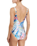 Les Plumes Square-Neck Printed One-Piece Swimsuit