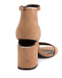 Abby Suede Tilt-Heel City Sandal, Clay