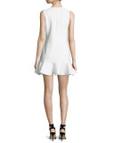 Sleeveless Flounce-Hem Dress, Ivory