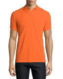 Johnny-Collar Pique Polo Shirt, Orange