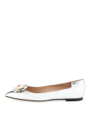 Melody Metallic Leather Flat, Silver