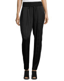 Barclay Ribbed-Waist Pants, Black
