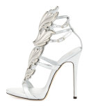 Coline Wings Leather High-Heel Sandal, Argento