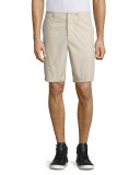 Flat-Front Cotton Shorts, Tan