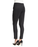 Mid-Rise Slim-Leg Pants W/Ankle Zip, Dark Gray