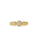 Graduated 18K Yellow Gold Bead Ring with White Diamonds, Size 6.5