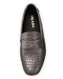 Crocodile Embossed Loafer, Gray
