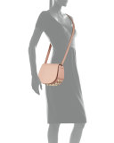 Lia Mini Leather Saddle Bag, Blush