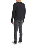 Raw-Edge Long-Sleeve Crewneck T-Shirt
