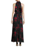 Golden Ray Rose-Print Maxi Dress