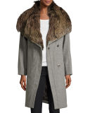Felt Cashmere Fox-Trim Coat
