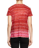 Short-Sleeve Multi-Striped T-Shirt, Red